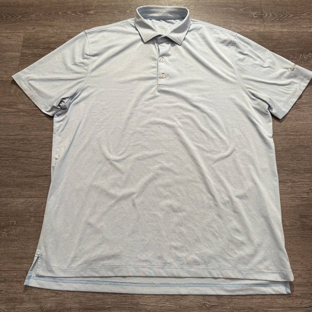 Johnnie O Polo Shirt Mens XL Blue Stripe Golf Performance Stretch Outdoor Golfer